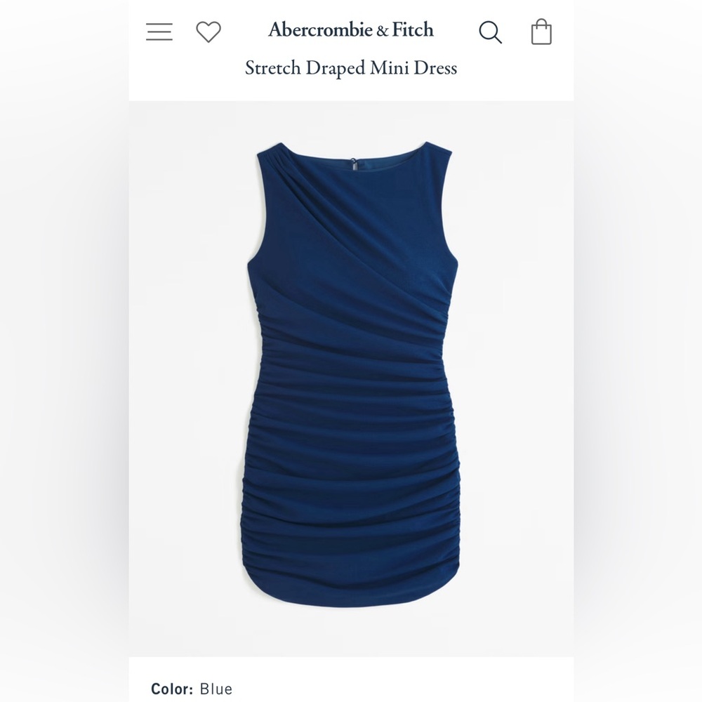 NWT Abercrombie & Fitch Stretch Draped Mini Dress in Blue M